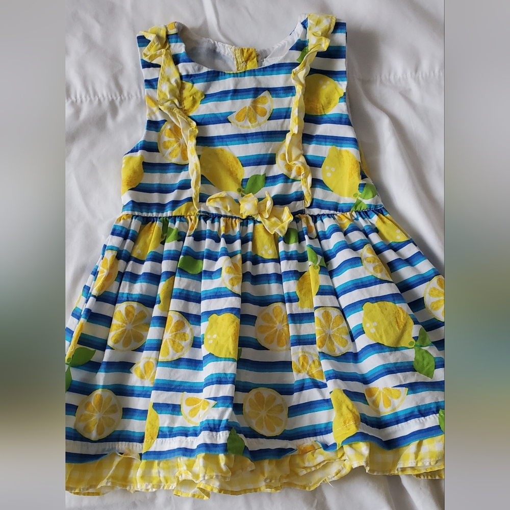 Nanette Baby 18 Mo Lemon Print Striped Kids Dress